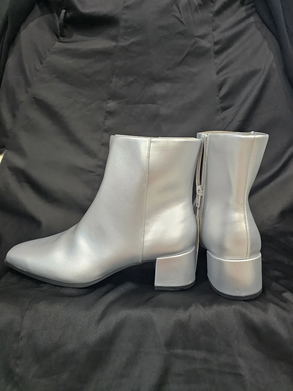 a new day Silver Metallic Square-Toe Ankle Boots with Side Zip